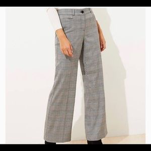 Loft Plaid High Waist Wide Leg Curvy Trousers 12